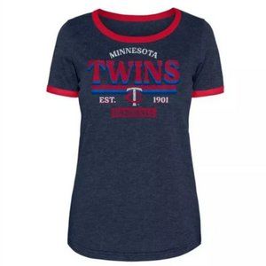 MLB Minnesota Twins Women's Heather Bi-Blend Ringer T-Shirt S